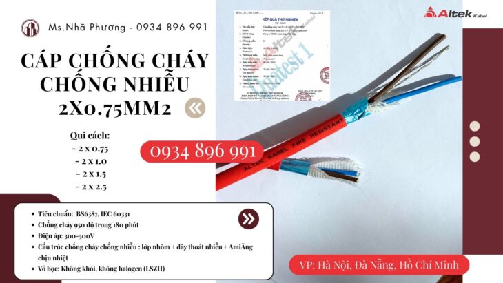 Cáp Chống Cháy Chống Nhiễu 2×0.75 Quảng Bình, Quảng Nam, Quảng Ngãi.