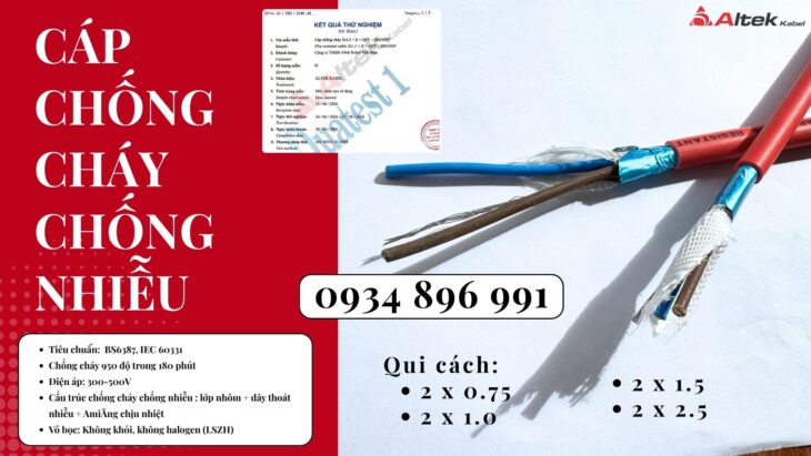 Cáp Chống Cháy Chống Nhiễu 2×2.5 Mm2 Giao Ngay Cần Thơ, Long An, Vũng Tàu