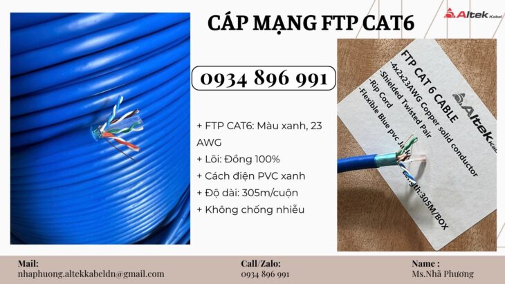 Cáp Truyền Thông Ftp Cat 6 – 23awg Yên Bái, Quảng Ninh, Hải Dương