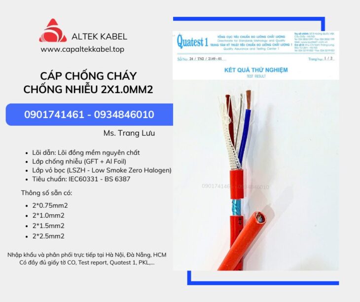Cáp tín hiệu báo cháy 2×1.0 chống cháy chống nhiễu Altek Kabel