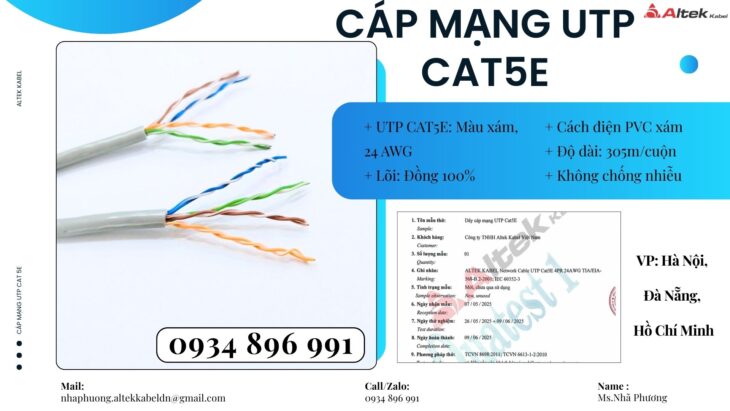 Cáp Mạng Altek Kabel UTP Cat5e – 24AWG Đà Nẵng, Huế, Quảng Trị