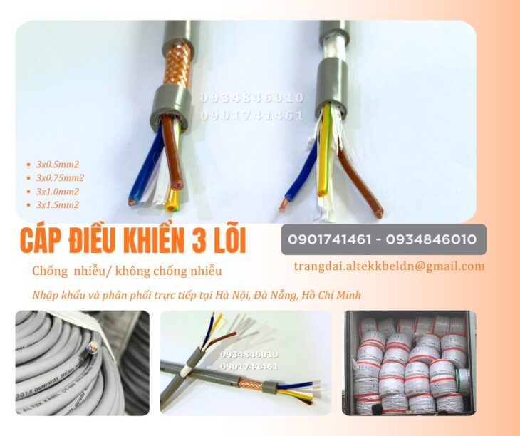 Cáp điều khiển 3×0.5, 3×0.75, 3×1.0, 3×1.5 Altek Kabel chính hãng giá xưởng