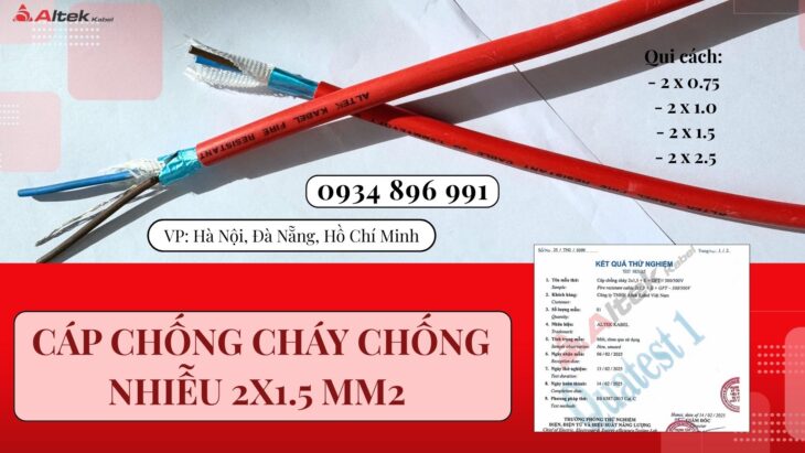 Cáp Tín Hiệu Chống Cháy Chống Nhiễu 2×1.5 Đà Nẵng, Huế, Quảng Trị.