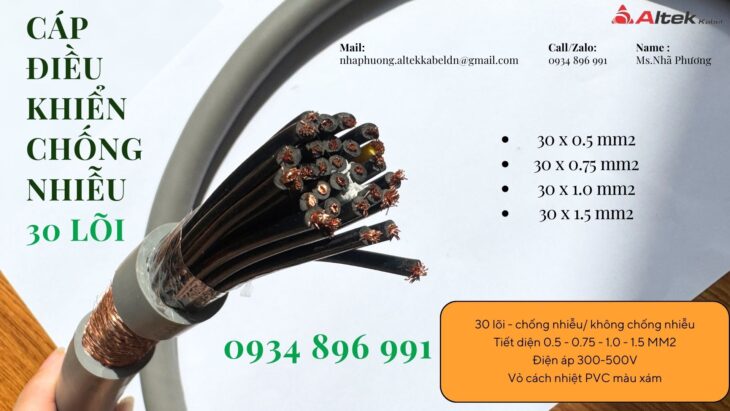 Cáp Tín Hiệu 30 Lõi 0.5mm2 Huế, Đà Nẵng, Quảng Trị Giao Ngay