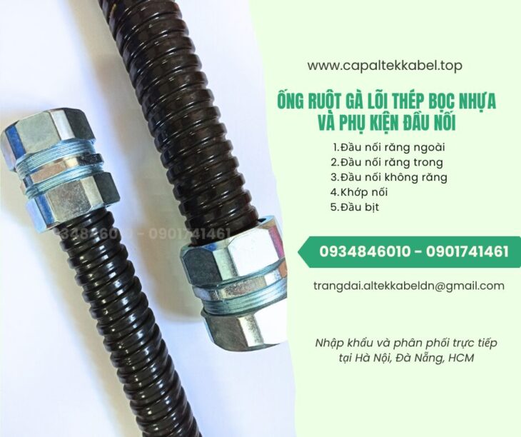 Ống ruột gà lõi thép bọc nhựa ½ (Phi 20) Hà Nội, Đà Nẵng, HCM