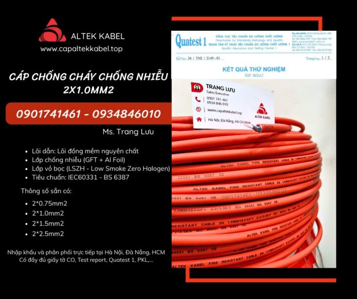 Cáp tín hiệu báo cháy 2×1.0 chống cháy chống nhiễu Altek Kabel