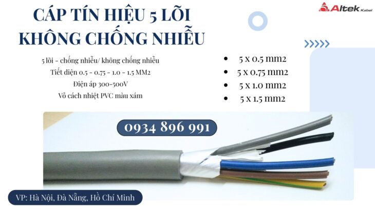 Cáp Tín Hiệu Không Chống Nhiễu 5×1.5mm² Khánh Hòa – Bình Định – Gia Lai