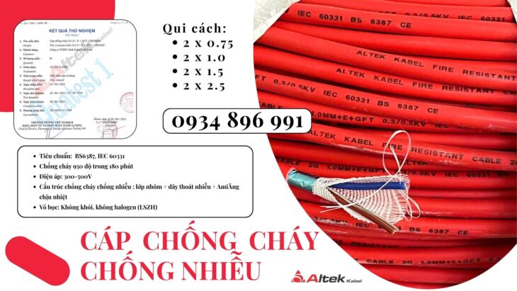 Cáp Chống Cháy Chống Nhiễu 2×1.5 Tại Đà Nẵng, Huế, Quảng Trị