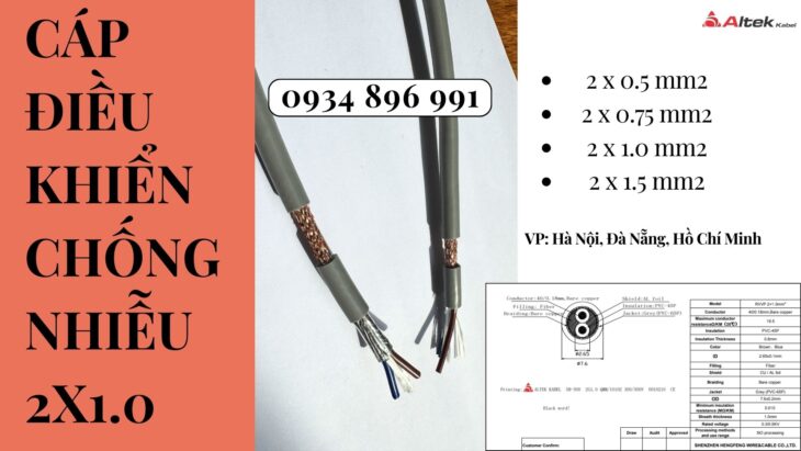 CÁP ĐIỀU KHIỂN 2 X 1.0 SH-500 BÌNH DƯƠNG, LONG AN, CẦN THƠ