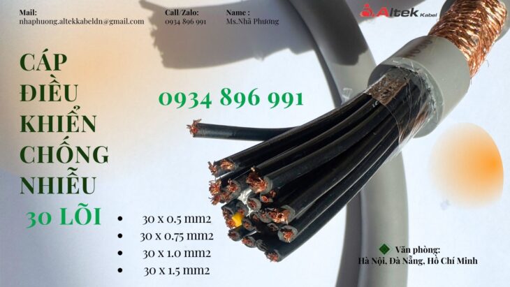 Cáp Tín Hiệu 30 Lõi 0.5mm2 Huế, Đà Nẵng, Quảng Trị Giao Ngay