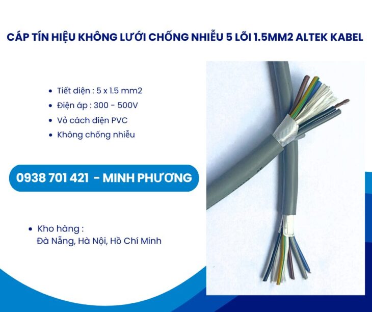 Cáp tín hiệu không lưới chống nhiễu 5 lõi 1.5mm2 Altek Kabel Đà Nẵng, Huế, Bình Định