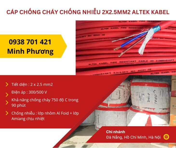 Cáp chống cháy chống nhiễu 2×2.5mm2 Altek Kabel sẵn kho Đà Nẵng, Hồ Chí Minh, Hà Nội