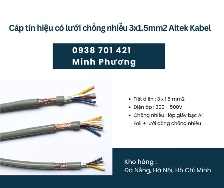 Cáp tín hiệu có lưới chống nhiễu 3×1.5mm2 chính hãng Altek Kabel hỗ trợ giao toàn quốc