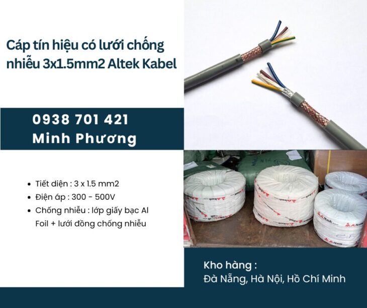 Cáp tín hiệu có lưới chống nhiễu 3×1.5mm2 chính hãng Altek Kabel hỗ trợ giao toàn quốc