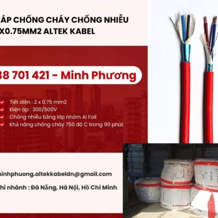 Dây cáp điện chống cháy chống nhiễu 2 lõi 0.75mm2 Đà Nẵng, Hà Nội, Hồ Chí Minh Dây cáp điện chống cháy chống nhiễu 2 lõi 0.75mm2 Đà Nẵng, Hà Nội, Hồ Chí Minh
