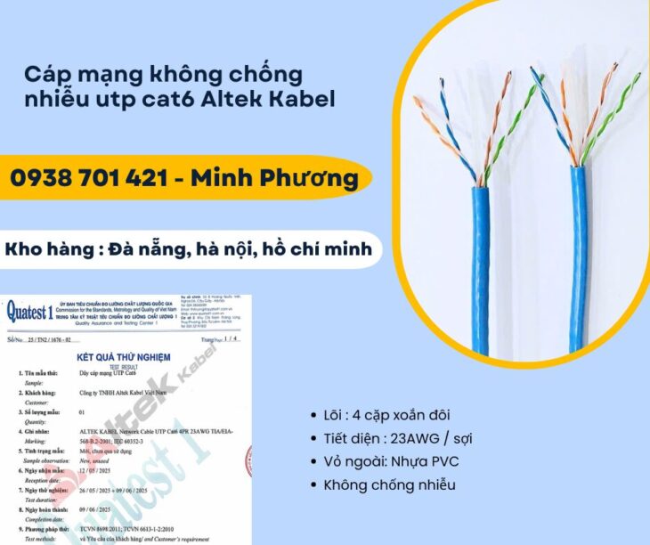 Cáp mạng không chống nhiễu utp cat6 Altek Kabel Gia Lai, Đắk Lắk, Lâm Đồng