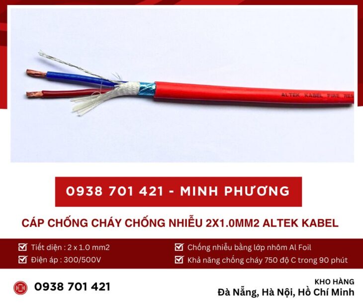 Cáp chống cháy chống nhiễu 2×1.0mm2 Altek Kabel hỗ trợ giao toàn quốc
