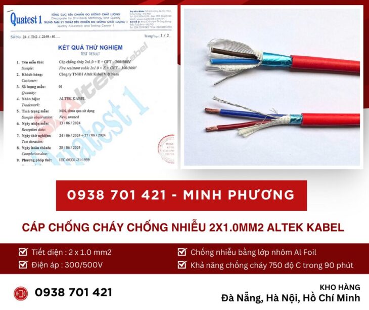 Cáp chống cháy chống nhiễu 2×1.0mm2 Altek Kabel hỗ trợ giao toàn quốc