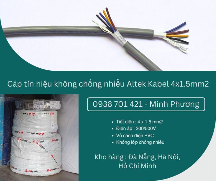 Cáp điều khiển không lưới chống nhiễu 4×1.5mm2 Altek Kabel Phú Yên, Khánh Hòa, Ninh Thuận