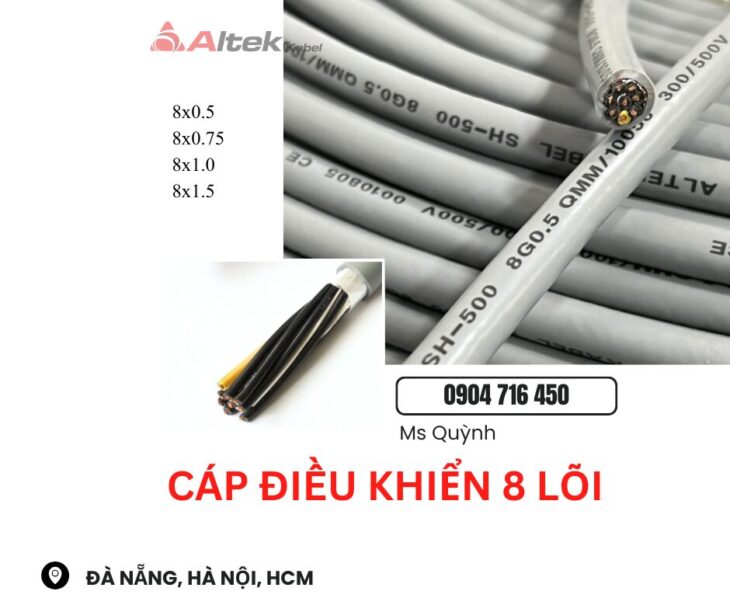 Tổng kho cáp điều khiển Altek Kabel 8×1.0, 8×1.5, 8×0.75 Cam Ranh, Việt Trì, Đà Nẵng, Hà Nội, Nam Đị