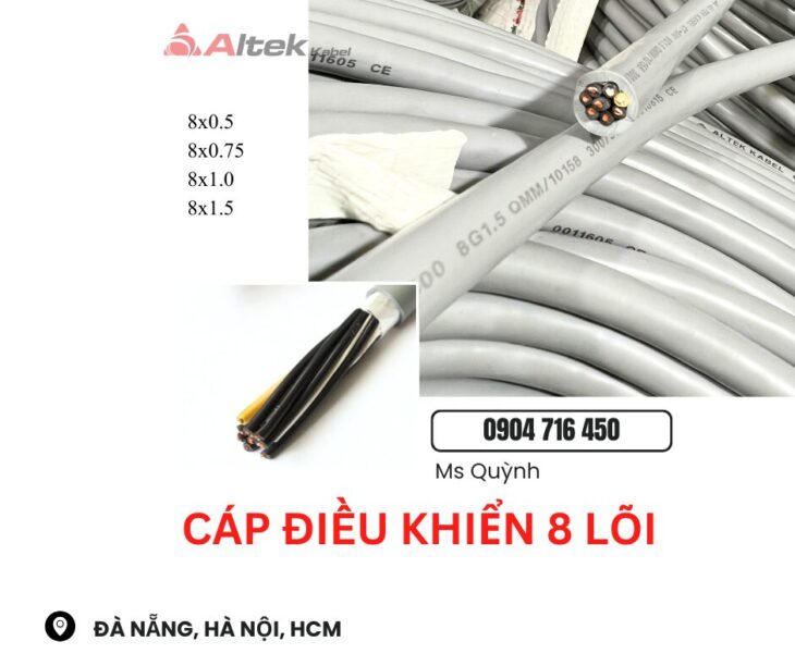 Tổng kho cáp điều khiển Altek Kabel 8×1.0, 8×1.5, 8×0.75 Cam Ranh, Việt Trì, Đà Nẵng, Hà Nội, Nam Đị