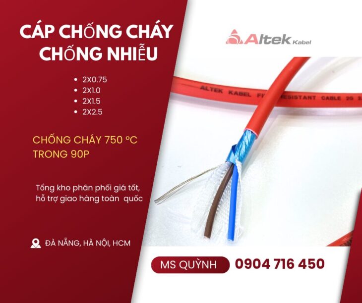 Cáp Chống Cháy Chống Nhiễu Altek Kabel 2x 0.75, 2×1.0, 2×1.5, 2×2.5 FR