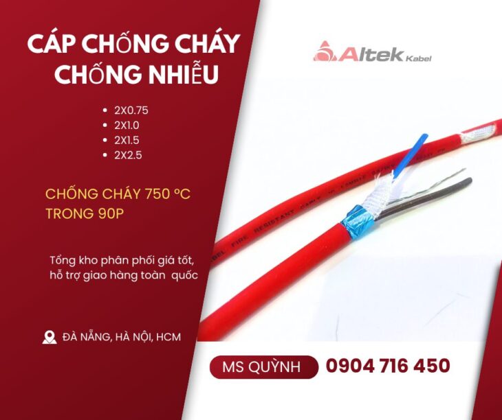 Cáp Chống Cháy Chống Nhiễu Altek Kabel 2x 0.75, 2×1.0, 2×1.5, 2×2.5 FR