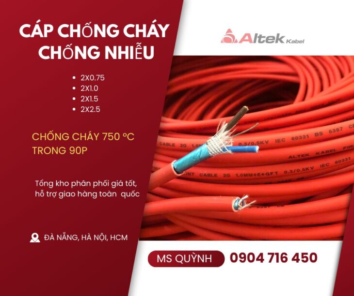 Cáp Chống Cháy Chống Nhiễu Altek Kabel 2x 0.75, 2×1.0, 2×1.5, 2×2.5 FR
