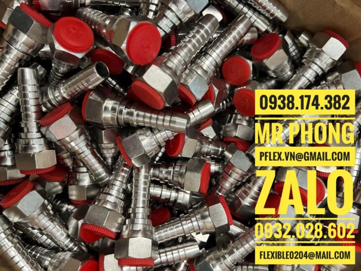 đầu inox bấm ống thủy lực-đầu cos inox bấm ống mềm thủy lực-ty ren bấm ống dầu thủy lực