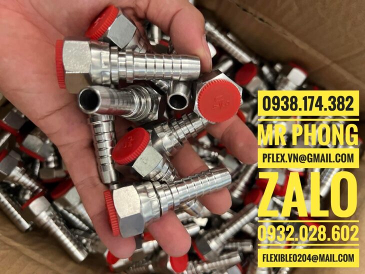 đầu inox bấm ống thủy lực-đầu cos inox bấm ống mềm thủy lực-ty ren bấm ống dầu thủy lực