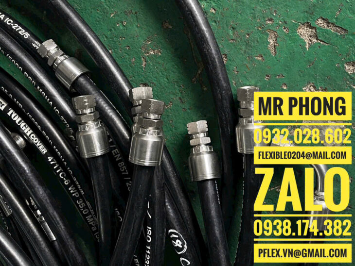 Ống thủy lực mềm -Ép tuy ô thủy lực -Ống mềm thủy lực bọc lưới inox- Ống tuy ô thủy lực 4 lớp
