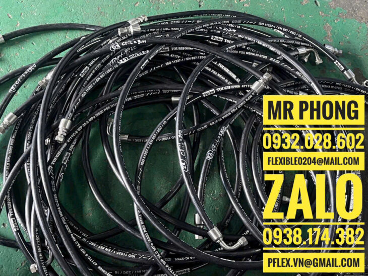 Ống thủy lực mềm -Ép tuy ô thủy lực -Ống mềm thủy lực bọc lưới inox- Ống tuy ô thủy lực 4 lớp