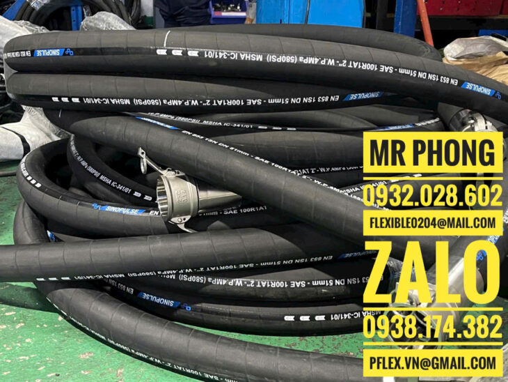 Ống thủy lực mềm -Ép tuy ô thủy lực -Ống mềm thủy lực bọc lưới inox- Ống tuy ô thủy lực 4 lớp