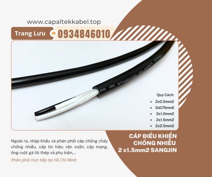 Cáp điều khiển Sangjin 2×1.5 Hồ Chí Minh, Bình Dương, Đồng Nai