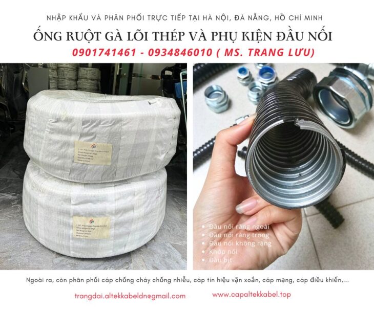 Ống ruột gà lõi thép bọc nhựa 3/4 (Phi 25) sẵn Hà Nội, Đà Nẵng, HCM