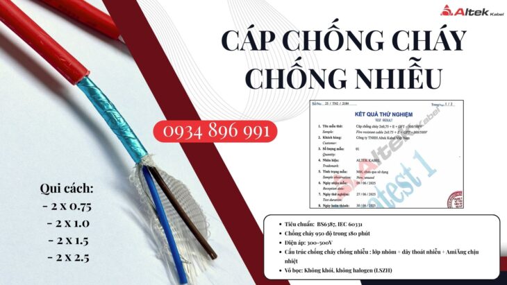 Cáp Chống Cháy Chống Nhiễu 2×1.0 Quảng Bình, Quảng Nam, Quảng Ngãi.