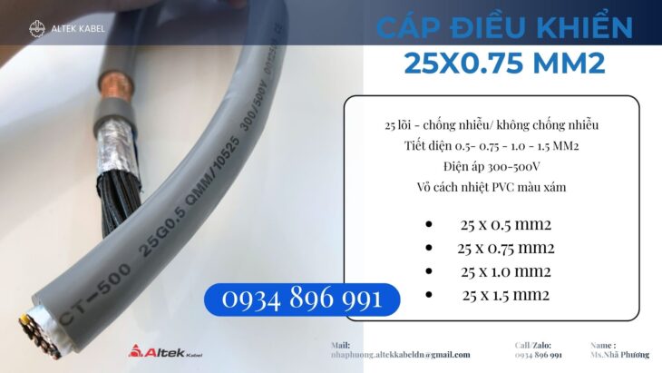 Cáp Điều Khiển Chống Nhiễu 25×0.75 Phân Phối Ninh Thuận, Vũng Tàu, Hồ Chí Minh