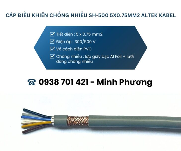 Cáp điều khiển chống nhiễu sh-500 5×0.75mm2 Tây Ninh, Đồng Nai, Bà Rịa – Vũng Tàu