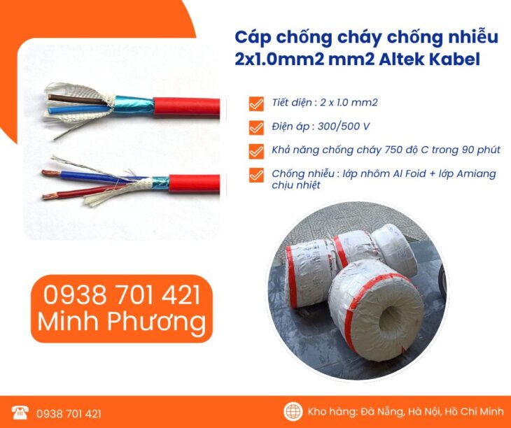 Cáp chống cháy chống nhiễu Altek Kabel 2×1.0 mm2 chính hãng Đà Nẵng, Huế, Bình Định