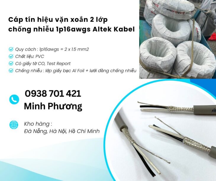 Cáp tín hiệu vặn xoắn 2 lớp chống nhiễu 1p16awgs Altek Kabel Đà Nẵng, Bình Định, Phú Yên