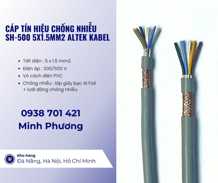 Cáp tín hiệu chống nhiễu sh-500 5×1.5mm2 Altek Kabel Đà Nẵng, Cần Thơ, Kiên Giang
