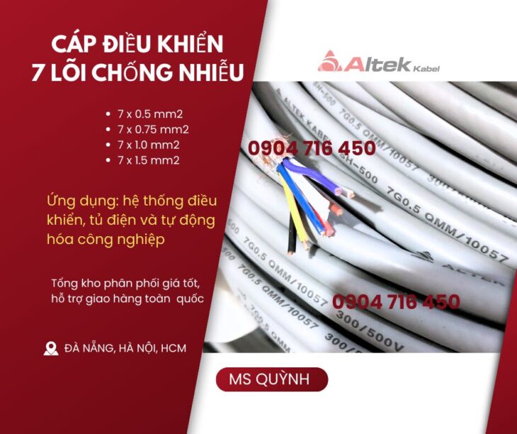 Cáp DVV 7×0.5, 7×0.75, 7×1.0, 7×1.5 Đà Nẵng, Hà Nội, Huế