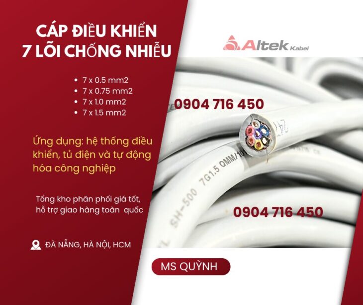 Cáp DVV 7×0.5, 7×0.75, 7×1.0, 7×1.5 Đà Nẵng, Hà Nội, Huế