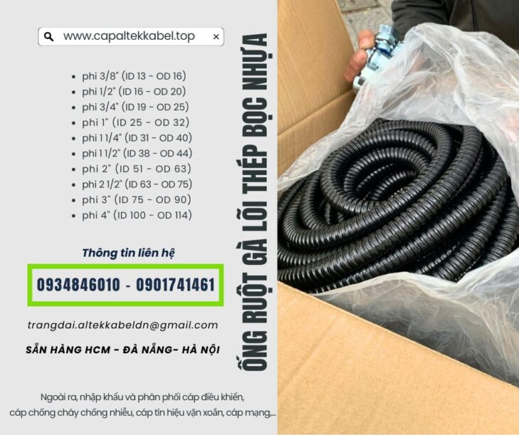 Ống ruột gà lõi thép D16,D20,D25,D32 Đà Nẵng, Hà Nội, Sài Gòn