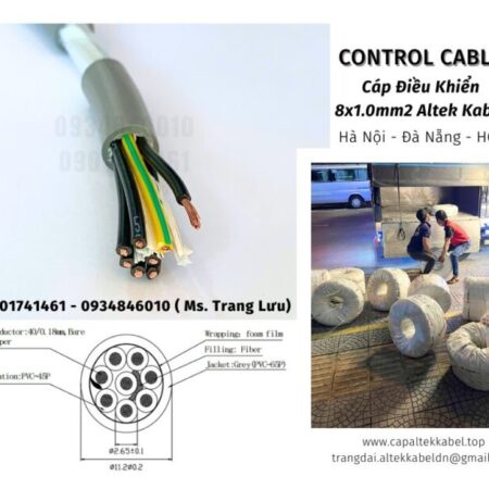 Cáp điều khiển 8 lõi có sẵn Đà Nẵng, Nghệ An, Hà Tĩnh, Huế