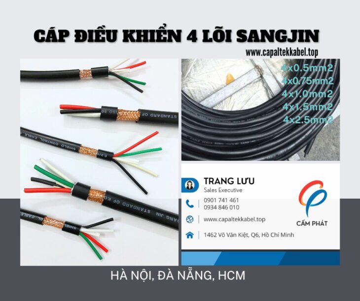 Cáp điều khiển Sangjin 4 lõi có sẵn Hồ Chí Minh, Vũng Tàu, Khánh Hòa