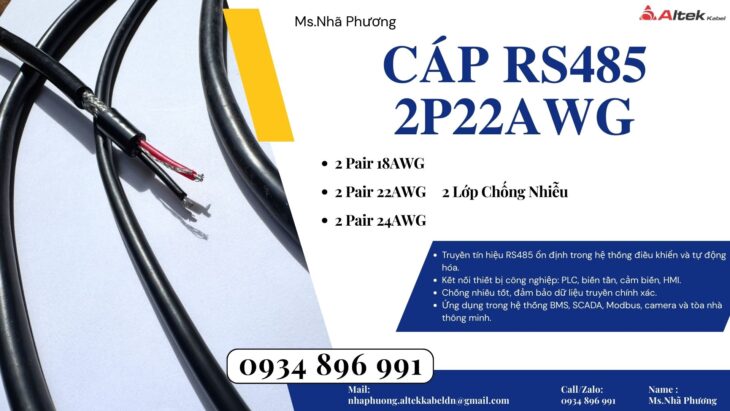 Cáp RS485 2 Pair 24AWG Altek Kabel Khánh Hòa – Gia Lai – Phú Yên | Chất Lượng Cao