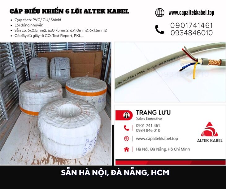 Cáp điều khiển 6 lõi Altek Kabel có sẵn Đà Nẵng, Nghệ An, Hà Tĩnh, Huế