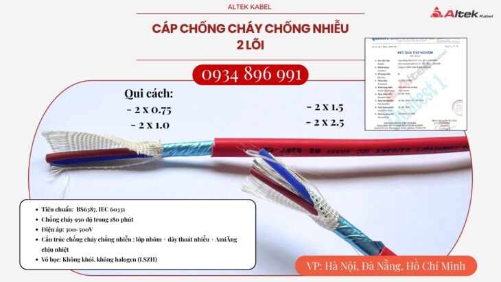 Cáp tín hiệu chống cháy 2 lõi Altek Kabel – Phân phối TP.HCM, Bình Dương, Đồng Nai