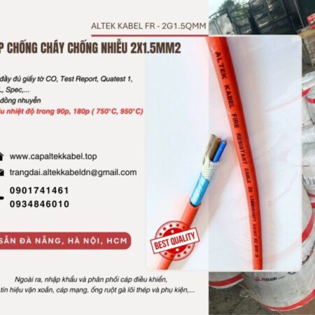 Cáp tín hiệu 2×1.5mm chống cháy chống nhiễu sẵn Đà Nẵng, Quảng Nam, Quảng Ngãi